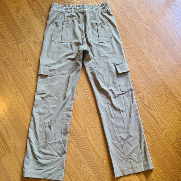 BEVY FLOG ALI PANTS CARGO POCKETS STRAIGHT LEG ELASTIC WAIST STRETCH TAN sz 28 - Picture 4 of 9
